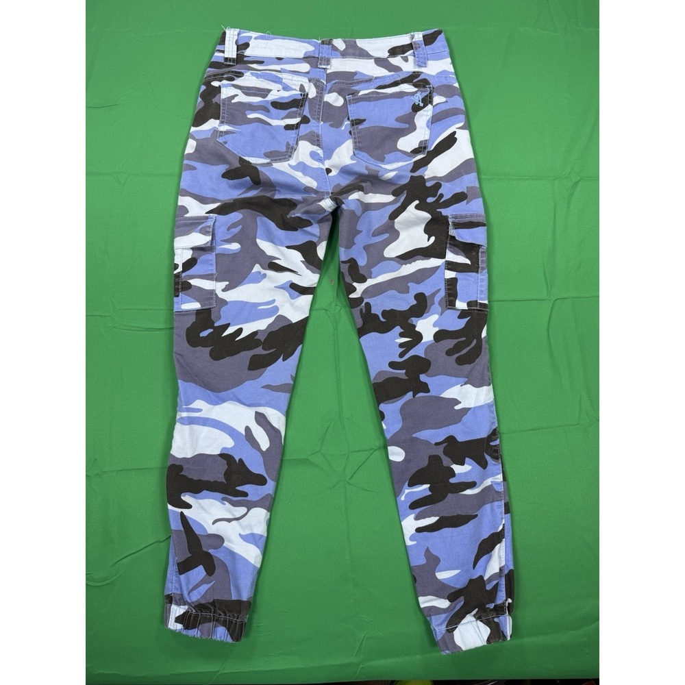 Y2K VIP JEANS Womens 11/30 Blue Camo Cargo Jogger Pants Stained - Picture 5 of 5